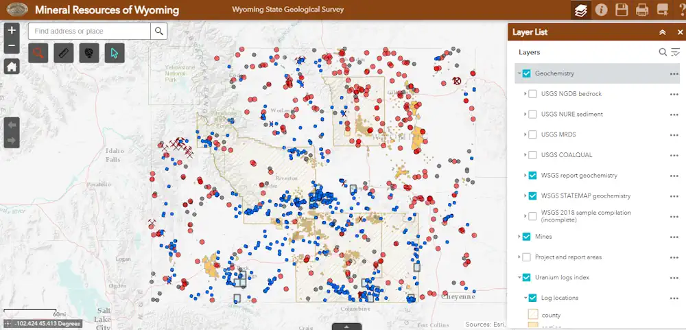 WSGS Debuts Interactive Map Of Wyoming's Mineral Resources