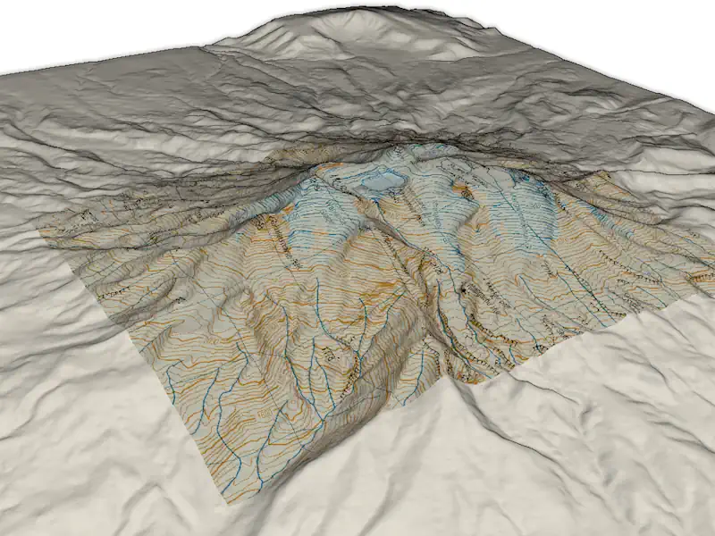 A 3d topographic map made with PyVista